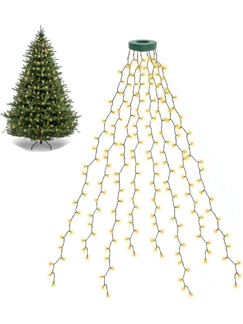 280 LED Warm White Christmas Tree Lights - 8 Modes, Indoor/Outdoor Holiday Decor